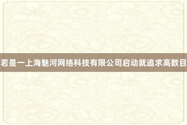 若是一上海魅河网络科技有限公司启动就追求高数目